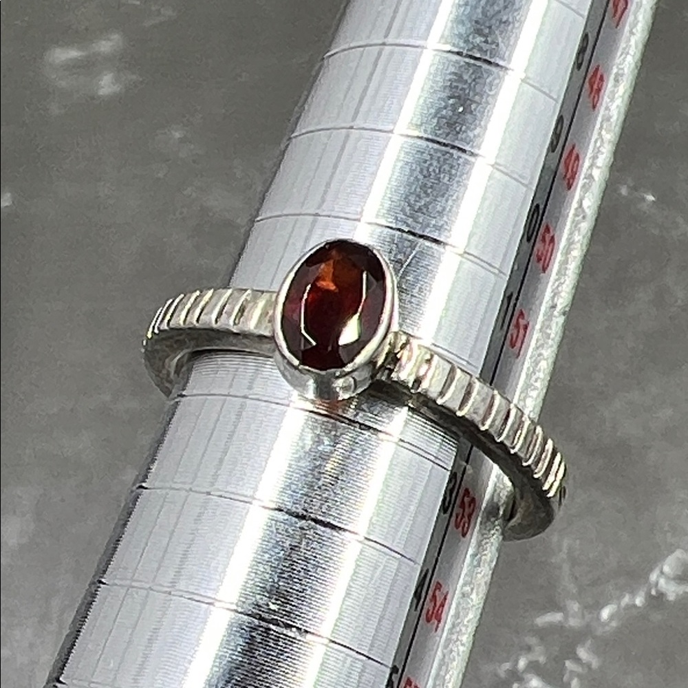 Sterling Silver Garnet Oval Ring - image 1